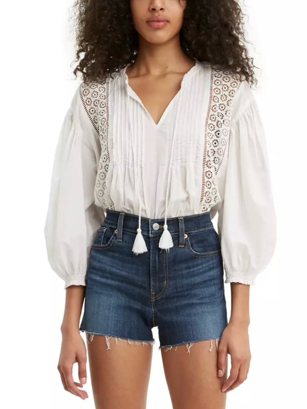 LEVI’S, High Rise Slim Through Hip Jeans Shorts with Frayed Hems, Sz 10/W30, NWT